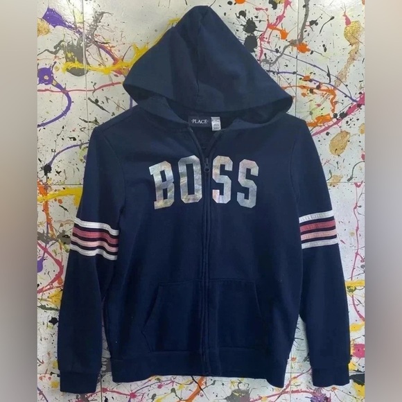The Children’s Place “BOSS” Zipper Hoodie 👧💙 - Picture 1 of 4